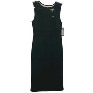 NY&Co Black Sleeveless Lined Midi Dress Size Medium Stretch Minimalist Classic
